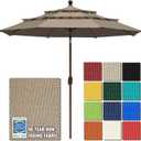 EliteShade USA 10-Year-Non-Fading 9ft 3-Tier Market Patio Umbrella, Commercial Grade Outdoor Table Umbrella with Crank Open, Windproof & UPF 50+ UV Protection, Heavy Duty Ventilation for Garden, Deck, Pool, Backyard, Beach & Bistro, Mushroom