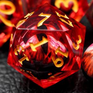 Dungeons and Dragons Dice Set,Liquid Core Dragon Eye Dice Set,Polyhedral Dice Set for TTRPG (Big Red)