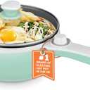Dezin Hot Pot Electric Upgraded, Non-Stick Saut Pan, Rapid Noodles Electric Pot, 1.5L Mini Portable Hot Pot for Steak, Egg, Fried Rice, Ramen, Oatmeal, Soup with Power Adjustment (Green)