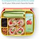 Munchkin Lunch Bento Box for Kids and Toddlers, Includes Stainless Steel Utensils, BPA-Free, 18 Months and Up, Pink/Green/Yellow