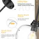 AUTELO 2 Pack Matte Black Pendant Lights, Kitchen Pendant Lights Over Island with Clear Drum Glass, Island Pendant Lights for Kitchen Dining Room Bar, H9385 BK-R-2PK