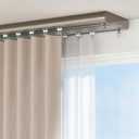 Ceiling Curtain Double Track Set Silent Heavy Duty Double Curtain Track Ceiling Mount for Bedroom Living Room Office Festive Decorations,Champagne 6-9FT