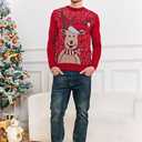 Karlywindow Mens Ugly Christmas Sweater Holiday Reindeer Snowflake Santa Soft Pullover Long Sleeve Knitted Sweaters (X-Large, Red)