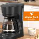Electactic 5-Cup Drip Coffee Maker, a compact coffee machine with a digital clock and 24-hour programmable timer, featuring Auto Shut-Off, and a Removable Filter Basket for Home & Office-Deep Black