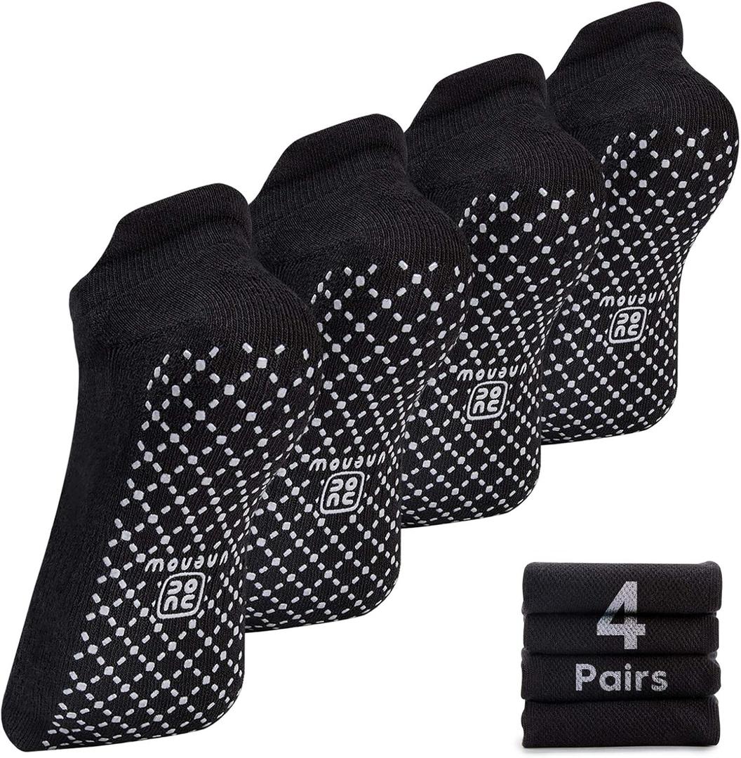 unenow Unisex Non Slip Grip Socks with Cushion for Yoga Pilates Barre Home & Hospital, Large