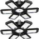 AUDLES 2 Pack Garage Light, 200W 20000LM 6500K LED Shop Lights, Garage Lights Ceiling Led with 6+1 Deformable Panels, Screw in E26/E27 Socket Bulb for Warehouse, Workshop, Basement, Barn Lighting