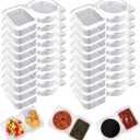 20-Pack Reusable 2-Compartment Snack and Sauce Containers, Portable Double Condiment Plastic Containers with Lids for Home, Lunch, Camping