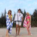 HENBAY Cotton Oversized Beach Towel - Large 70 x 35 Inch Pool Towel, Rose Red Striped Quick Dry Swimming Cabana Towel