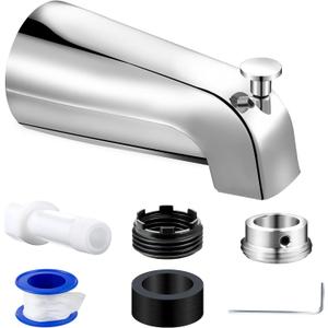 Dreyoo Tub Spout with Diverter, Tub Spout (Universal Fits 1/2" Copper Pipe, 1/2" IPS and 3/4" IPS), Bathroom Bathtub Faucet with Adapters and Hex Wrench (Chrome,Simple)