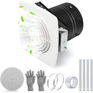 505 8 Inch Bathroom Exhaust Fan 200 CFM with Aluminum Grease Filter, 11.8 x 11.8 x 9.6 inches