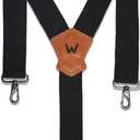WELKINLAND Y-Back Elastic Suspenders, Heavy-Duty Mens Suspenders For Jeans, 2"-Wide Work Suspender W/Rugged Hooks, Suspender For Men Heavy Duty Hooks Belt Loop