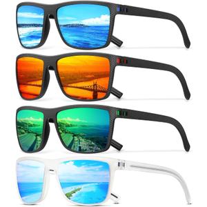 Square Polarized Sunglasses for Men Vintage Style Driving Travel Sun Glasses Lightweight Frame UV Protection Goggles