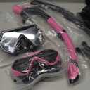 Snorkeling Gear for Adults, Dry-Top Snorkel Set Scuba Diving mask, Snorkel Mask, Panoramic Anti-Leak Anti-Fog Tempered Glass Lens, Swimming Training Snorkeling Packages (Black+Pink)