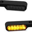 NTHREEAUTO Handlebar LED Turn Signals Mini Motorcycle Blinkers Handle Bar Marker Light Compatible with Harley Dyna Sportster 883 Road King Electra Glide Softail Fat Bob (Amber)