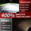 Compatible with 2015 2016 2017 2018 Nissan Murano bulbs, H9 High Beam H11 Low Beam+H11/H8 Fog Light Bulb Combo, 6000k white light,Turn signal bulbs(Pack of 6)