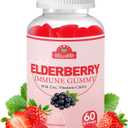 3 x Elderberry Immune Gummies, Daily Immune Support for Adults, with Vitamin C, Vitamin D3, Zinc, Gluten Free, Vegetarian, Strawberry Flavor,60 Gummies