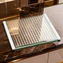 Luxury Artisan Mosaic Glass Cutting Board with Juice Groove - Tempered Glass checkered cutting board & Serving Tray, Dishwasher Safe, 16.2" x 12" x 0.24"