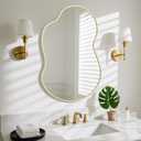 HOMECOOKIN Asymmetrical Wall Mirror, Gold Irregular Mirror with Aluminum Frame, 36" H x 20" W, Decorative for Living Room, Bedroom, Bathroom, Entryway