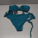 ZAFUL Bikini Sets for Women Bandeau Strapless Sexy Triangle Bathing Suits High Cut String Shell Metal Ring Two Piece Swimsuit (Medium, Peacock Blue)