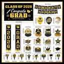 75pcs Graduation Decorations Class of 2026 - Party Supplies Set with Banner, Cupcake Topper, Backdrop & Balloons in Blue Gold Theme