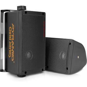 Pyramid 300 Watt 3-Way Mini Box Speaker System (Pair), Wall Mountable Indoor/Outdoor Surround Sound Speakers with 3.25" Woofer, 2" Midrange, 1" Tweeter, ABS Sealed Enclosure, Mounting Kit Included