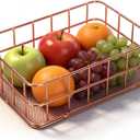 Wire Baskets, Rose Gold Storage Basket Metal Pantry Organizer Storage Bins Desktop Metal Snacks Organizer 4.6 X 6.7 X 2.3inch for Kitchen, Freezer, Closet, Laundry Room, Cabinets