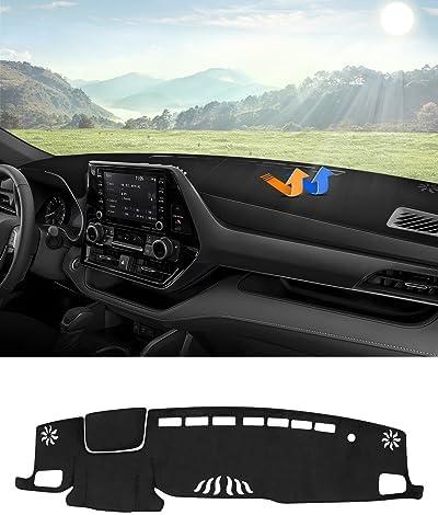 Autorder Dashboard Cover Mat for Toyota Highlander 2020 2021 2022 2023 2024 2025 Accessories Dash Cover Flannel Dash Mat Sunshade Glare UV Rays Protector(Compatible with or Without Display)