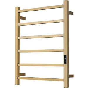 BLARALA Heated Towel Racks for Bathroom, Wall Mounted Electric Towel Warmer Racks with Timer & Temperature Control, Stainless Steel Towel Heater for Bathroom (Square-Brushed Gold 6 Bars)