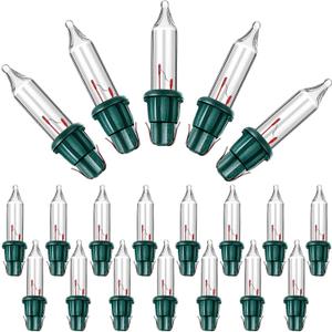 Mudder 100 Count 2.5V Christmas  Count Mini Incandescent Wire String Lights Replacement Bulbs Indoor/Outdoor Christmas Lights Decor for Home Xmas Tree (Green Base with Warm White Bulb)