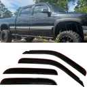 In-Channel Style Smoke Window Sun Rain Visor Vent Guard Shade Compatible with Chevrolet Silverado Crew Cab 2001-2006