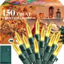 Meonum Chasing Christmas Lights, 8 Function Controller Clear Mini Bulbs Green Wire Indoor String Lights, 71 Feet Long Holiday Decor, for Christmas Tree (Gold, 150 Bulbs)