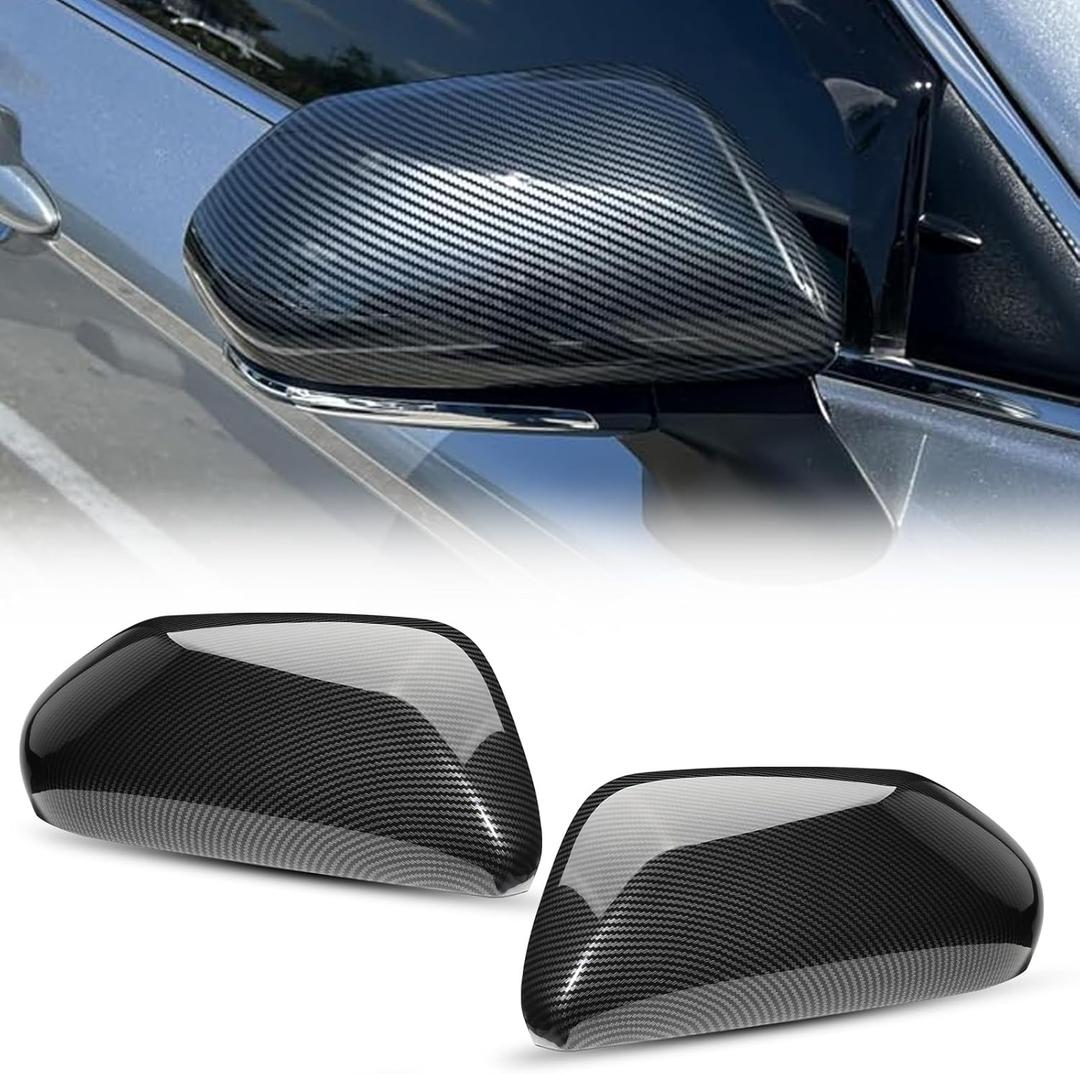ACLONG Mirror Cover Caps Compatible with Toyota Camry 2018 2019 2020 2021 2022 2023 2024 2025 Carbon Fiber Side Mirror Cap Replacement Trim-Driver & Passenger Side-2 PCS