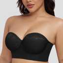 FallSweet Lace Strapless Bustier Bra for Women Underwire Longline Corset Top, Black,38D (Black)