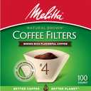 Melitta #4 Cone Coffee Filters, Natural Brown, 100 Count, Pack of 6