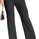 Agenlulu Wide Leg Dress Pants for Women Elastic High Waist Straight Leg Pants Business Casual Pull on Office Work Slacks (Large, Black)