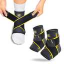Bracoo 2 Pack Ankle Brace Compression Sleeve for Women & Men, Adjustable Ankle Support Strap for Sprained, Plantar Fasciitis, Pain Relief, Injury Recovery, Running, Workout, GYM, FS60, Black