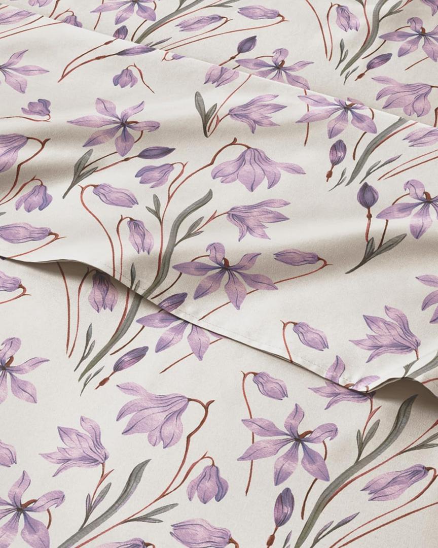 Floral Sheets - Pink Floral Bed Sheet Set - 1 Flat & 1 Fitted & 2 Pillowcases w/ Deep Pockets - Comfy, Wrinkle & Fade Free - Boho Botanical Bedding - Ultra-Soft, Breathable & Cooling - Full Size Set (08 - Iris)