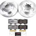 PowerStop Front Brake Kit For Toyota 4Runner 2003-09 |FJ Cruiser 2007-14 |Tacoma 2005-23 - Truck & Tow Carbon Fiber Ceramic Brake Pads + Drilled & Slotted Rotors Upgrade, K137-36