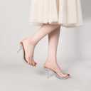 NBUUNBU Silver Clear Heels For Women Dress Shoes Transparent Strap Sexy Stilletos Heels Open Toe High Silver Heeled Sandals Pump Mules, Size 8