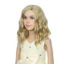 PATTNIUM Blonde Wig Kids Child Short Wavy Wig Ash Blonde Wigs Mixed Blonde Wigs for Gilrs Cosplay Party Heat Resistant Blonde Synthetic Hair(Ash Blonde)