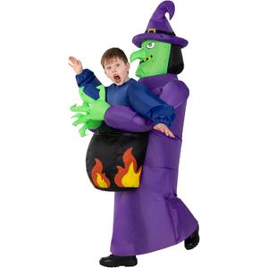 Morph Kids Witch Costume, Inflatable Witch Costume, Scary Halloween Costumes for Boys and Girls, Blow Up Costumes for Kids
