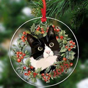 Christmas Ornament 2025 - Tuxedo Cat Ornaments for Christmas Tree, Cute Acrylic Pet Ornament for Gifts for Men, Women, and Animal Lovers