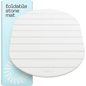 Foldable Stone Bath Mat Large - 24’’ x 15’’ Natural Diatomaceous Earth Bath Mat Stone Absorbing - Fast Drying Stone Mat Bathroom - Large Bath Stone Mat for Bathroom Floor - Milk Color