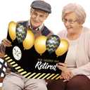 9 x WATINC Retirement Party Jumbo Greeting Card Decorations, Official Congrats Retired Message Greeting Card Guest Book Farewell Party Supplies, Signature Goodbye Poster for Office Coworker Men Women (Black Gold)