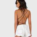 Evankin Womens' Sexy Bodysuit Lace up Backless Black Jumpsuit Women's Sleeveless Beach Swimsuit Slim Fit Round Neck Costume (Black, S)