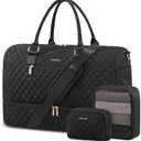 LOVEVOOK Travel Duffle Bag for Women, Weekender Overnight Bag with Shoe Compartment, Carry on Bag with Toiletry Bag, Gym Duffel Bag with Wet Pocket, Hospital Bags for Labor and Delivery 3 Pcs Set (Large, Black)