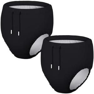 Glitopper 2 Pcs Youth Special Needs Reusable Diapers Swim Diaper Waterproof Incontinence Underwear for Swimming, Unisex(Black, 10-12T)