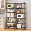 6-Tier Wire Rack Shelving,Metal Shelf Racks with Lockable Wheels, Black | 21.3" Wx11.4 Dx73 H,Height Adjustable Wire Storage Shelves for Narrow Space/Kitchen/Pantry/Laundry/Office/Closet