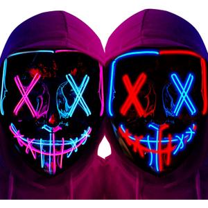 Poptrend Halloween Mask LED Light up Mask Scary mask for Festival Cosplay Halloween Costume Masquerade Parties,Carnival,Gift (2 PACK-B)