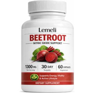 Beetroot Capsules 1300mg Per Serving, Plant-Based Beet Root Extract Supplement, Antioxidant-Rich Superfood Formula, Daily Energy & Active Lifestyle Support, 60 Capsules (1) Expiry: 04/16/2028